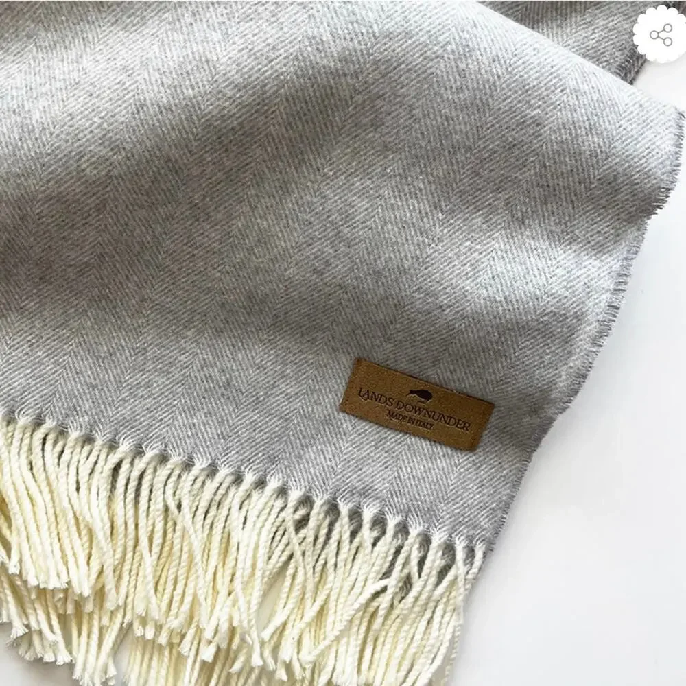 Lands Downunder Italian Herringbone Throw Blanket Gray Soft & Cozy‎ 60x56 Inches